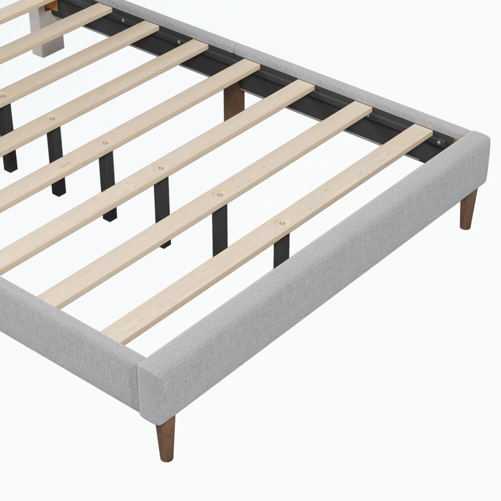 Platform Bed Frame with Vertical Channel Tufted Headboard