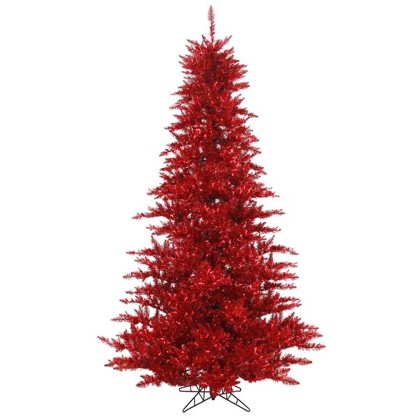 Vickerman 7.5' Tinsel Red Fir Artificial Christmas Tree，Unlit