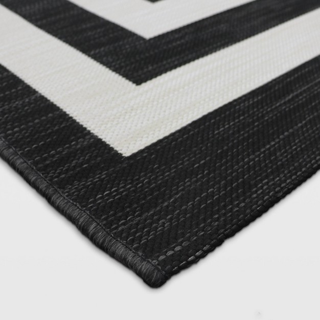 4 x27 x6 x27 Mitre Stripe Outdoor Rug Black