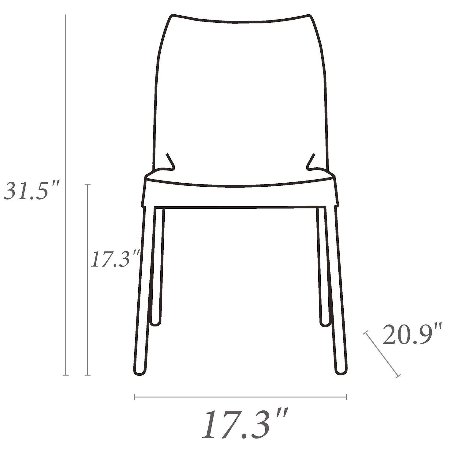 31.5 Black and White Stackable Outdoor Patio Armless Dining Chair