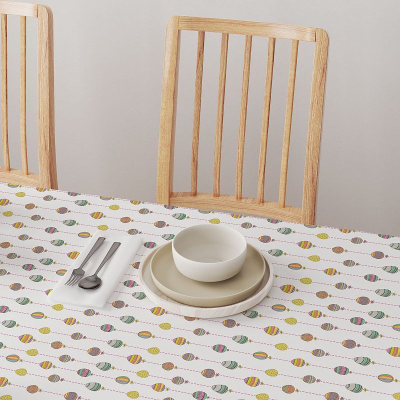 Square Tablecloth， 100% Cotton， 60x60， Easter Egg Stripe