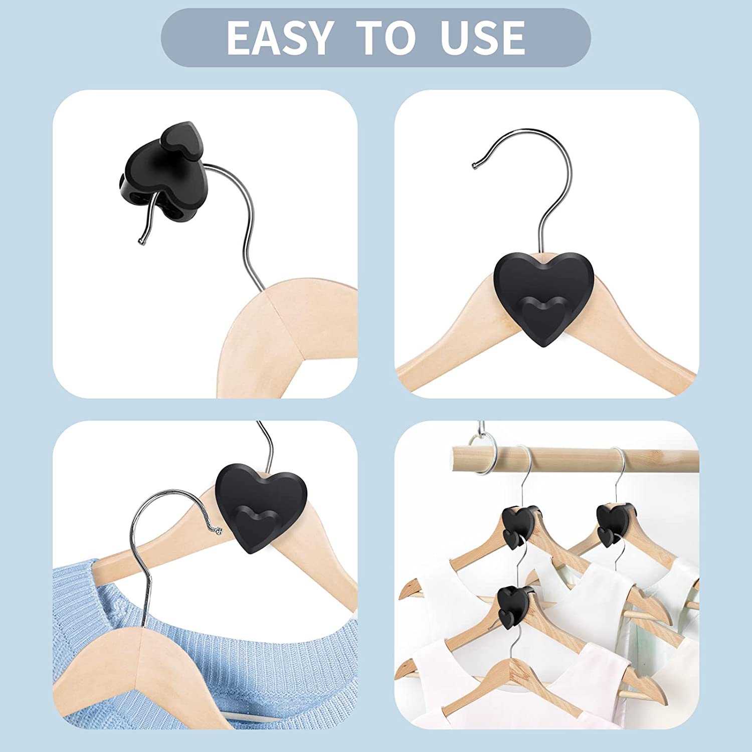 Space Saving Hanger Hooks - 18Pcs Heart Shape | AS SEEN ON TV | Create 5X More Closet Space | Ultra Premium Hooks for Organizing Closets | Fits All Hangers