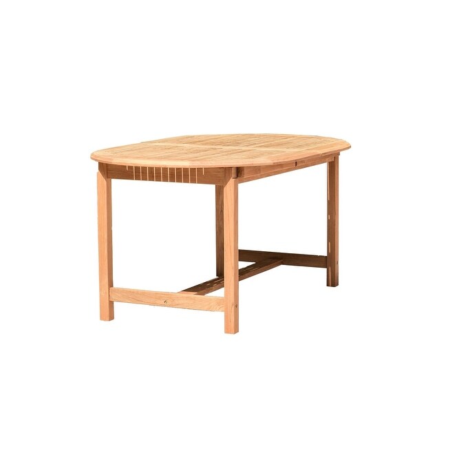 Amazonia Brown Oval Teak Wood Outdoor Dining Table with Extension   59 in. L x 37 in. W x 29 in. H