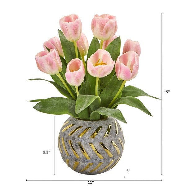 Tulip Artificial Arrangement in Decorative Vase