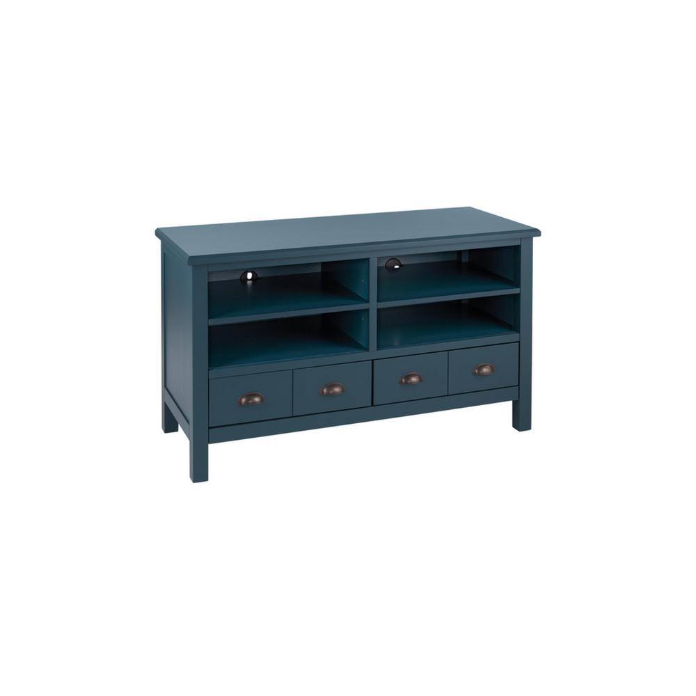 Home Decorators Collection Whitehaven Charleston Blue Wood TV stand with Adjustable Shelves and Two Drawers (45 in. W x 26 in. H) SK19334Br1-C