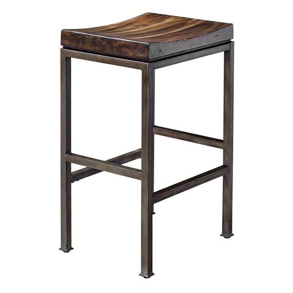 Uttermost Beck Dark Walnut Industrial Bar Stool