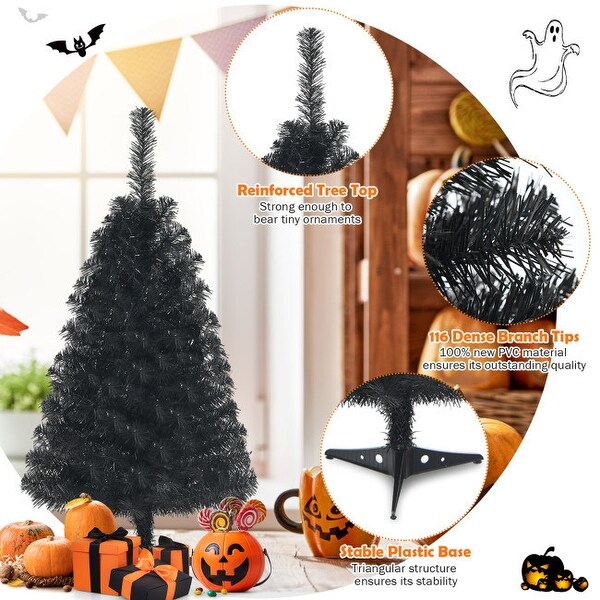 36 Inch Unlit Artificial Christmas Halloween Mini Tree with Plastic Stand