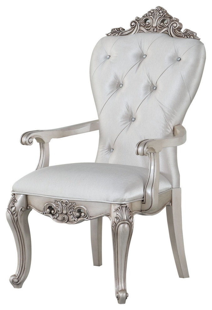 Gorsedd Arm Chair  Set of 2  Cream Fabric and Golden Ivory   Victorian   Dining Chairs   by Kolibri Decor  Houzz