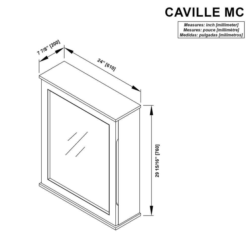 Home Decorators Collection Caville 24 in W x 30 in H Rectangular White Surface Mount Medicine Cabinet with Mirror