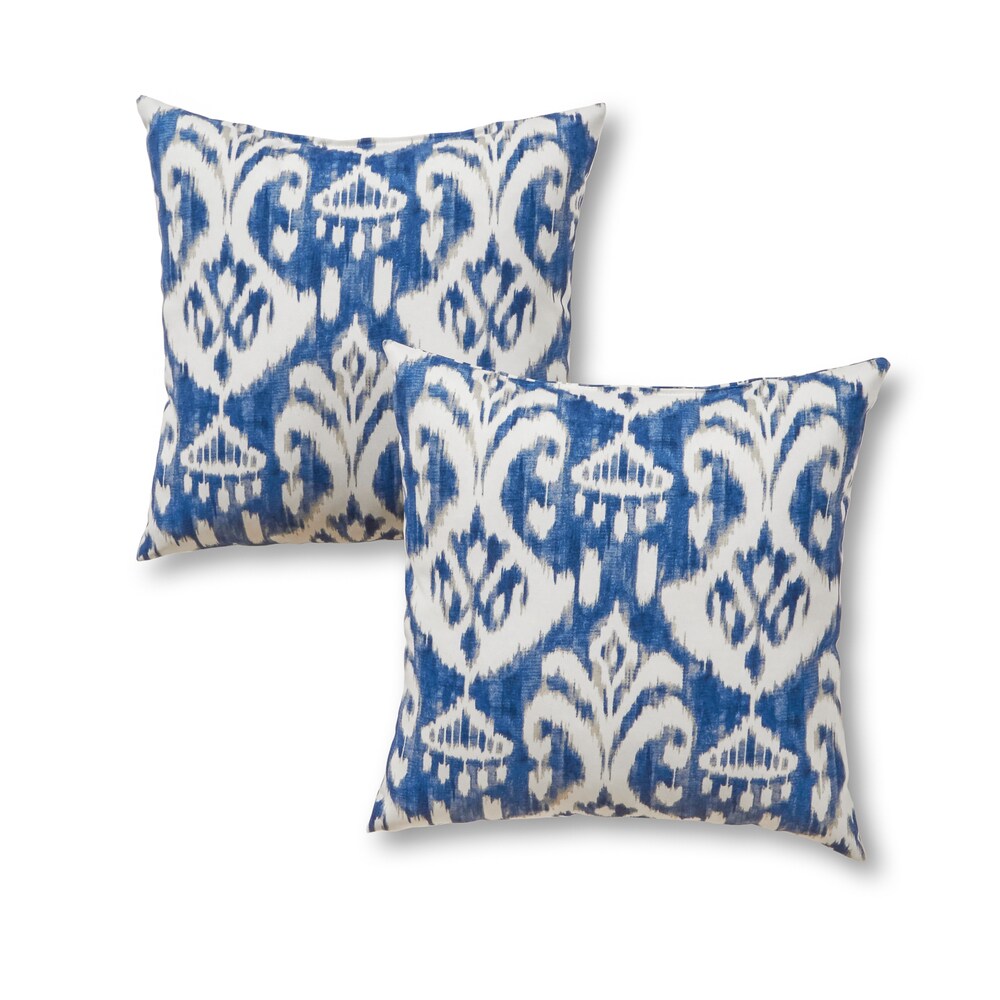 Elizabeth Ikat 17 inch Outdoor Accent Pillow  (Set of 2) by Havenside Home   17w x 17l