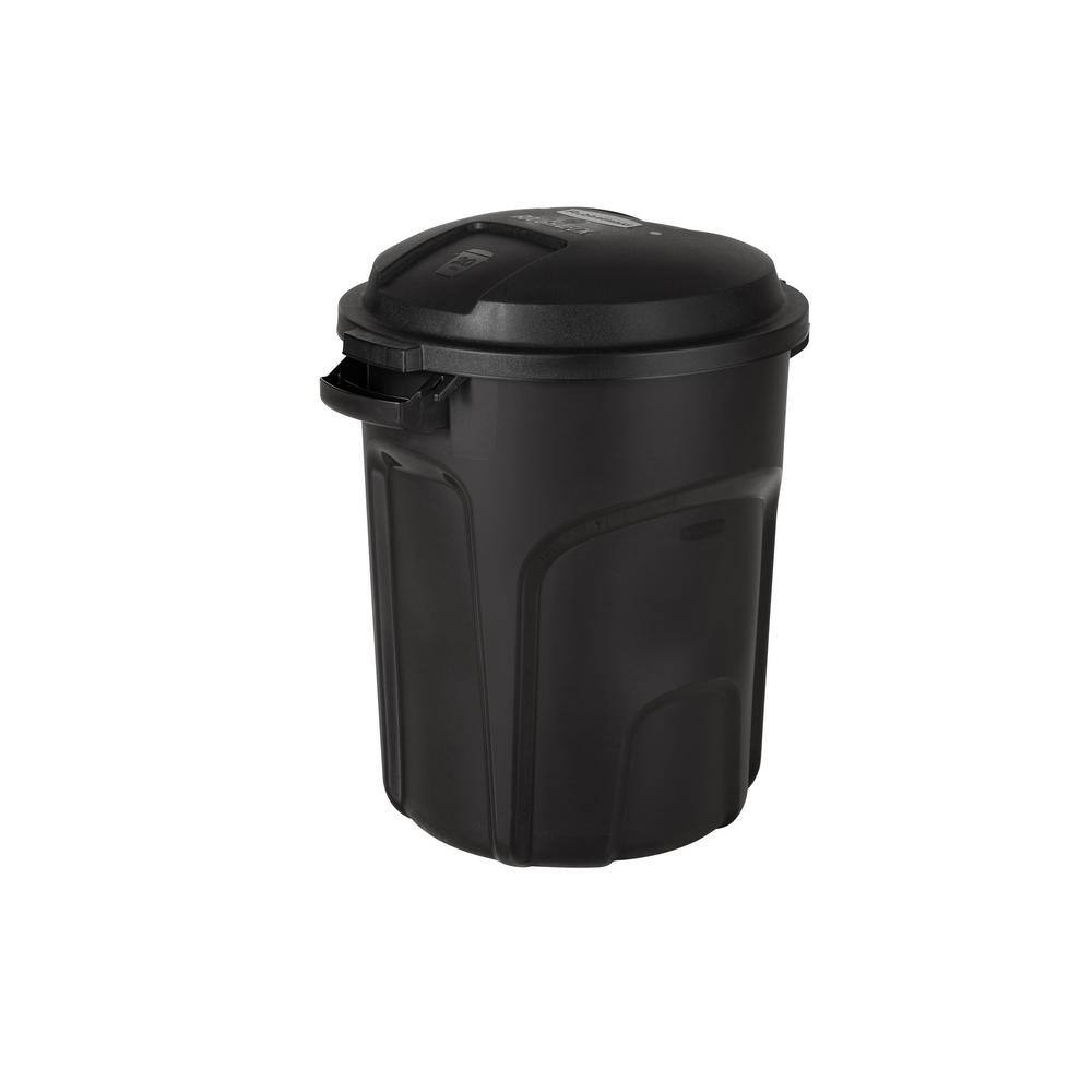 Rubbermaid Roughneck 20 Gallon Black Vented Outdoor Trash Can with Lid 2181136