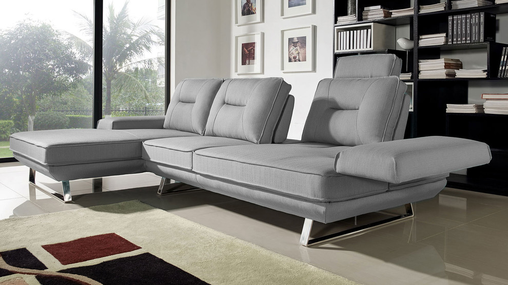 Modern Light Gray Fabric Sondra Sectional   Contemporary   Sectional Sofas   by Zuri Furniture  Houzz