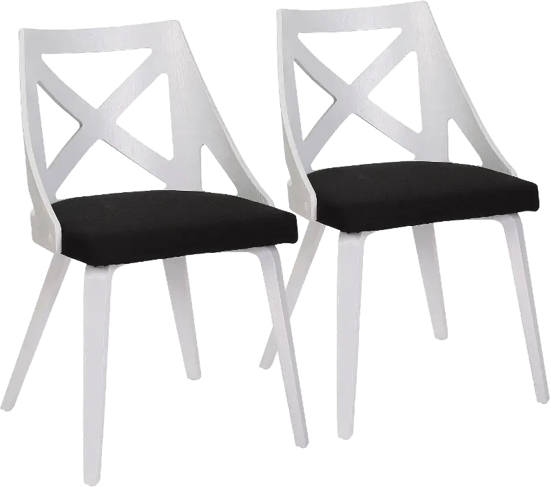 Charlotte White and Charcoal Dining Chairs， Set of 2