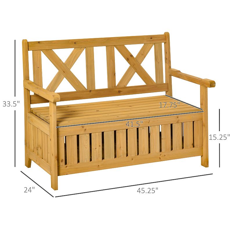 Outsunny 29 Gallon Garden Storage Bench with Waterproof Frame Large Entryway Deck Box w/ Unique X Shape Back Louvered Side Panels Yellow