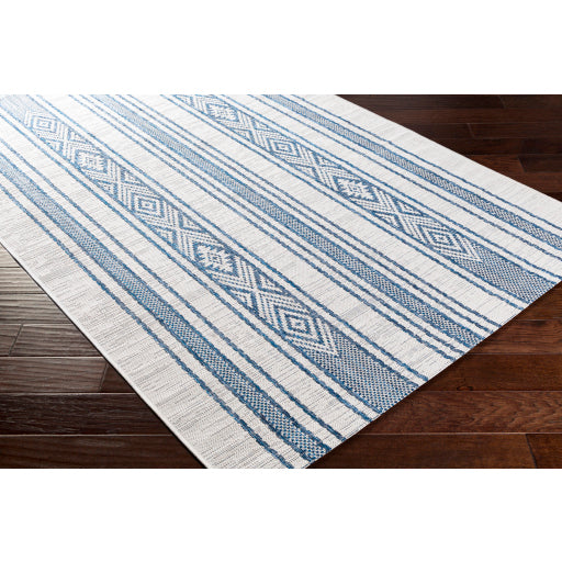 Eagean Indoor/Outdoor Striped Bright Blue Rug