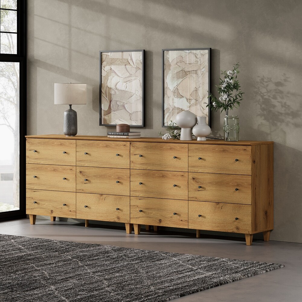 6 Drawers Dresser for Bedroom  Wooden Wide Chest of Drawers