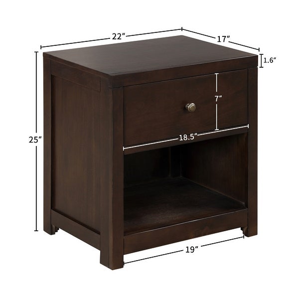 1 Drawer Solid Wood Nightstand Sofa End Table