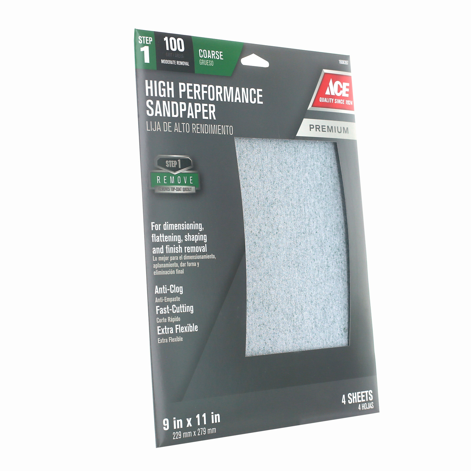 Ace 11 in. L X 9 in. W 100 Grit Aluminum Oxide Sandpaper 4 pk