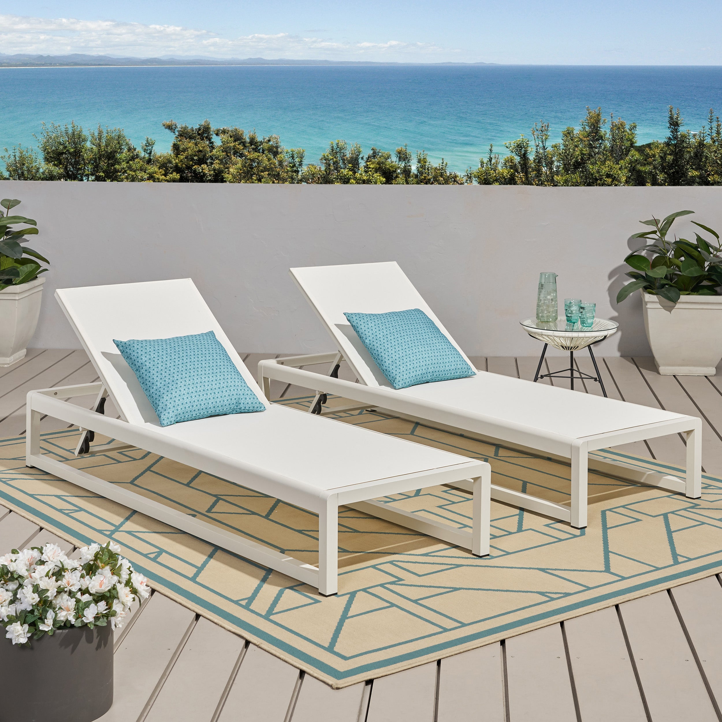 Camdyn Outdoor Mesh Chaise Lounge (Set of 2)