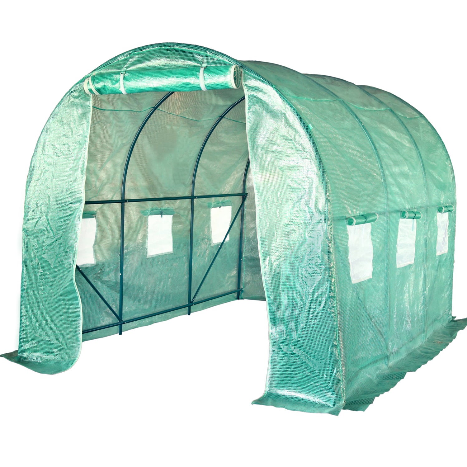 FDW Greenhouse for Outdoors Greenhouse Walk-in Green House L9.8'xW6.5'xH6.5' Plastic Mini Greenhouse Kit Indoor Portable Greenhouse Plant Shelves Tomato Herb Canopy for Patio,Green