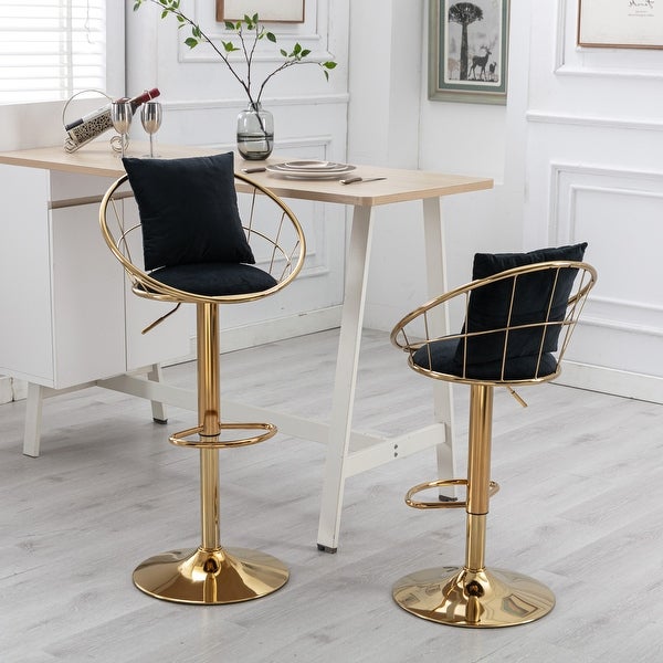 2PCS Velvet Bar Chair Swivel Chair Adjustable Height Barstool - N/A