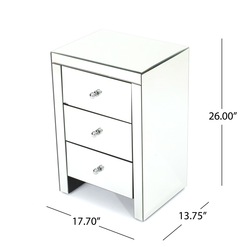 Fianna Mirrored 3 Drawer Table Cabinet by Christopher Knight Home