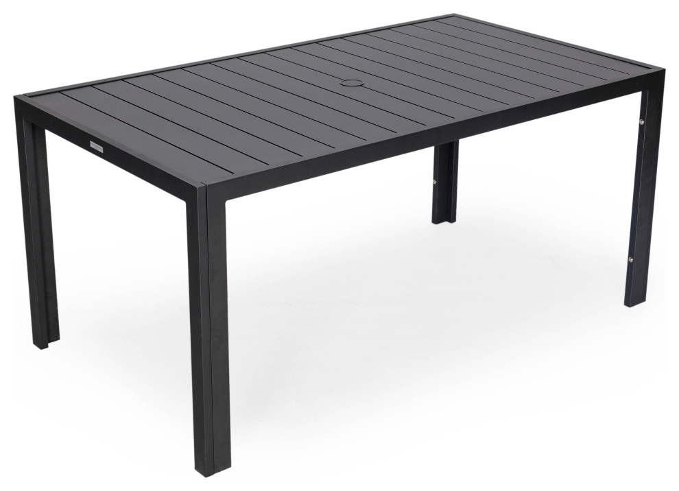 LeisureMod Chelsea 63″ Rectangular Outdoor Aluminum Dining Table   Midcentury   Outdoor Dining Tables   by LeisureMod  Houzz