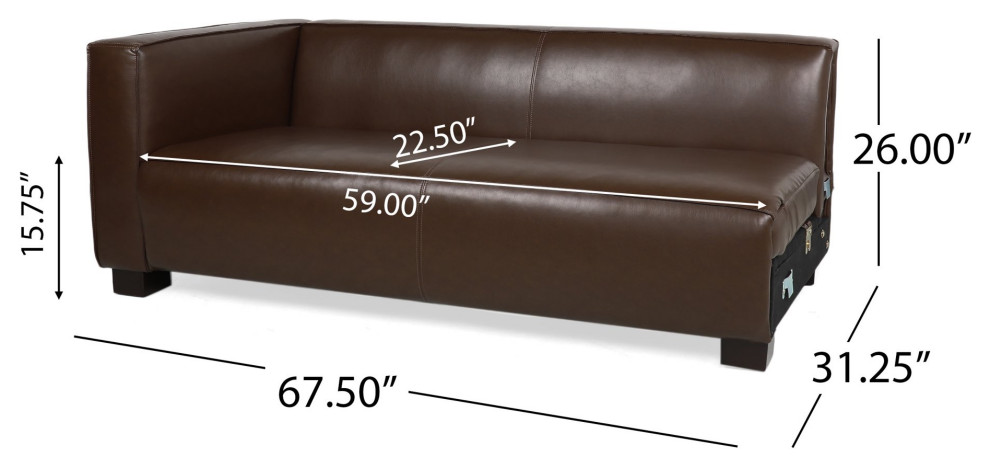 Comfortable Sectional Sofa  Faux Leather Seat With Tuxedo Arms   Contemporary   Sectional Sofas   by Decorn  Houzz