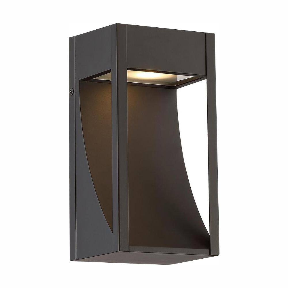 Home Decorators Collection Monticello 1-Light Oil Rubbed Bronze Outdoor Integrated LED Wall Lantern Sconce with Etched Lens 23701