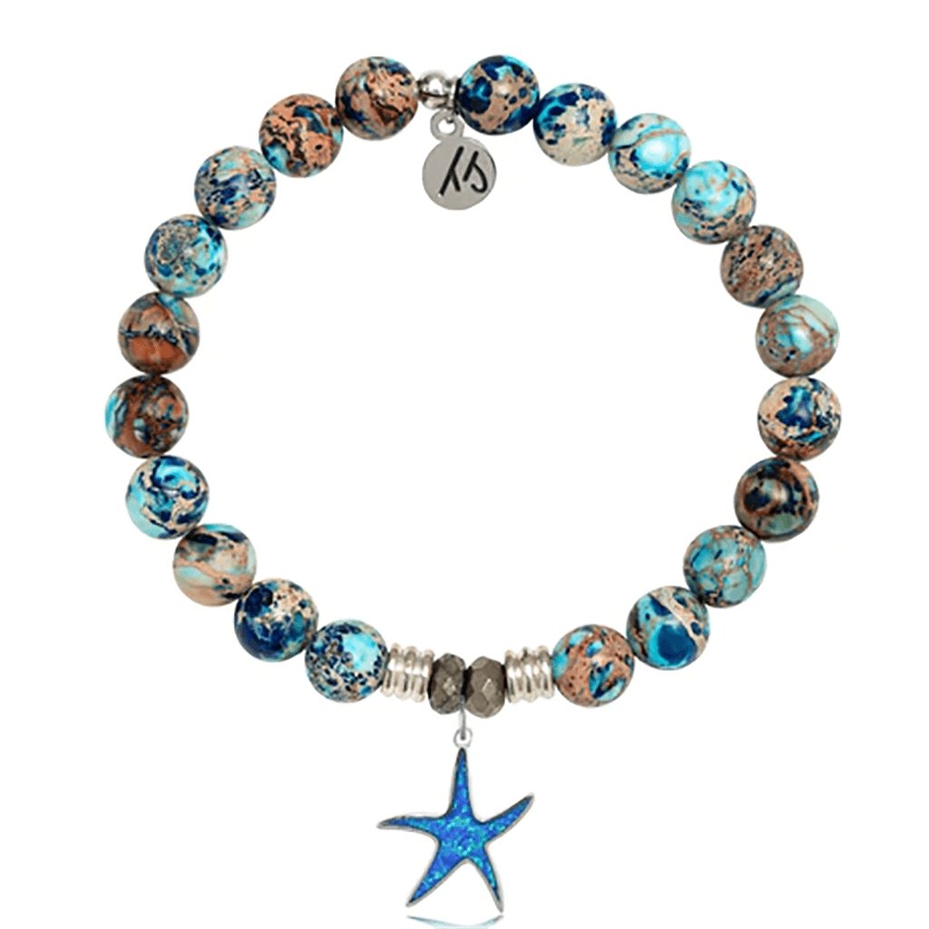 T. Jazelle  Earth Jasper Stone Bracelet with Star of the Sea Sterling Silver Charm