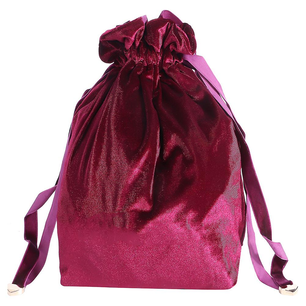 Household Portable Velvet Makeup Cosmetic Bag Drawstring Storage Bag For Outdoor Travelingwine Red S Size