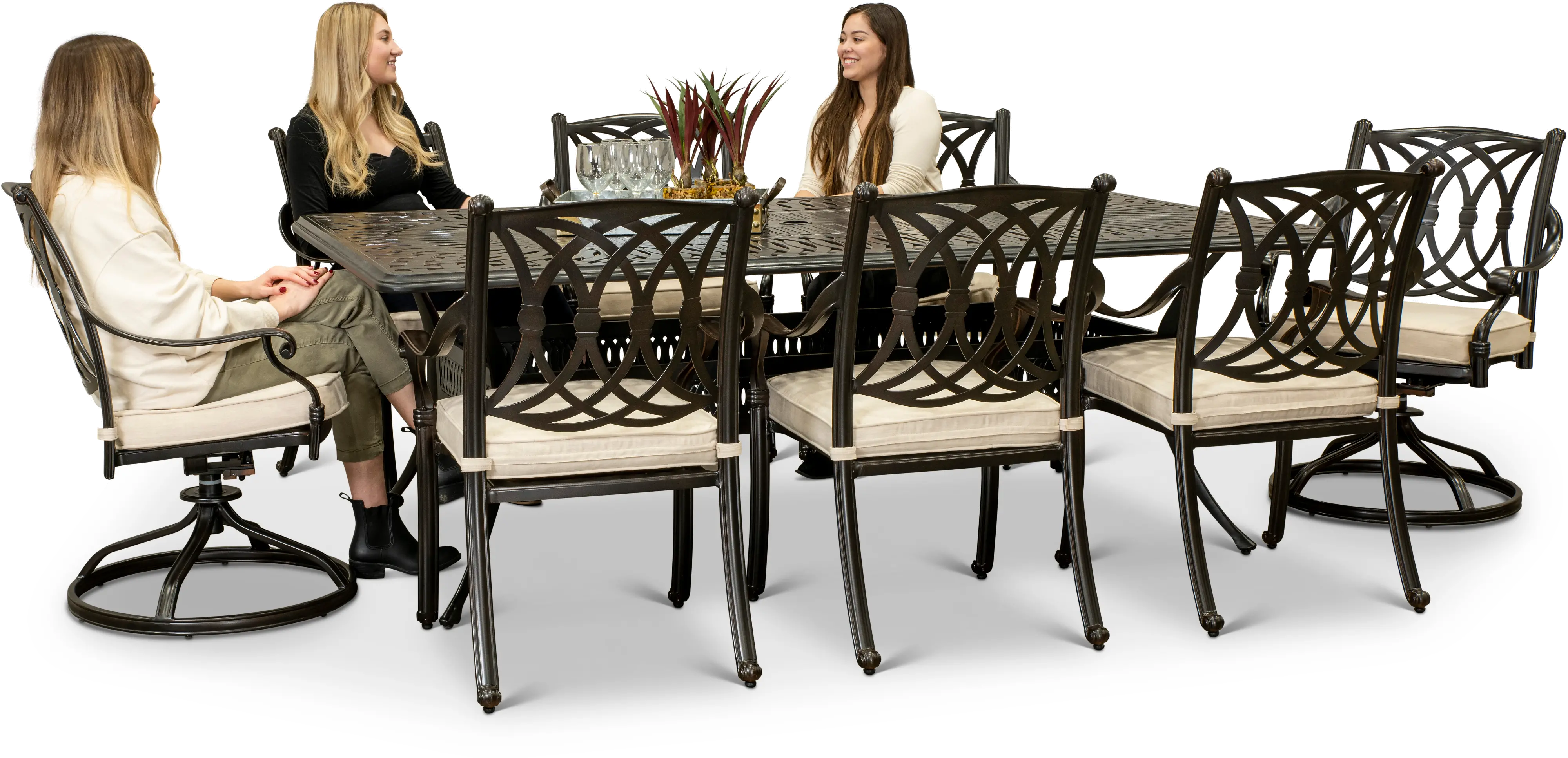 Montreal 9 Piece Swivel and Armchair Outdoor Dining Set