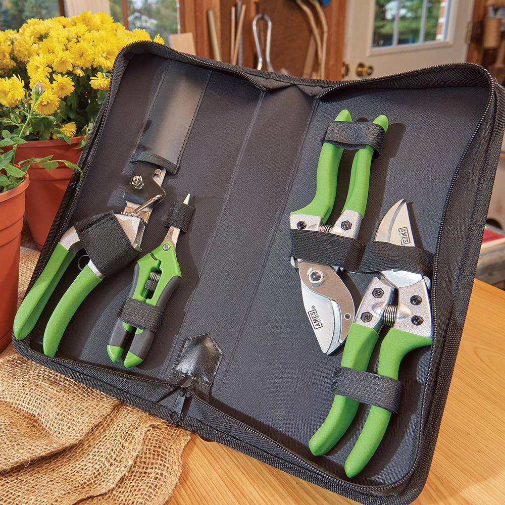 Ames 7.09 in. Pruning Shears Kit with Case (4-Piece) 20213344