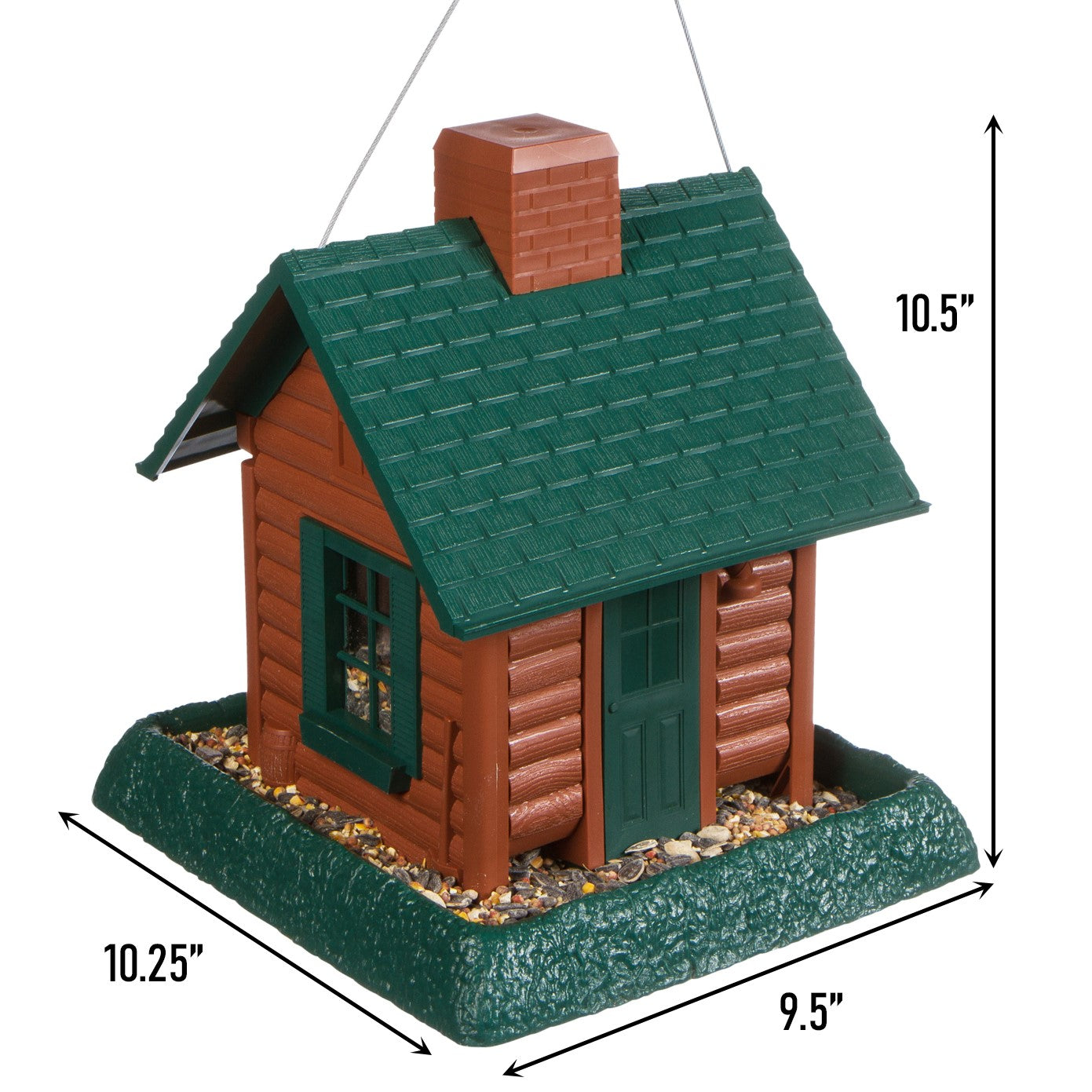 North States Village Collection Brown Log Cabin Bird Feeder， 5 lb. Capacity