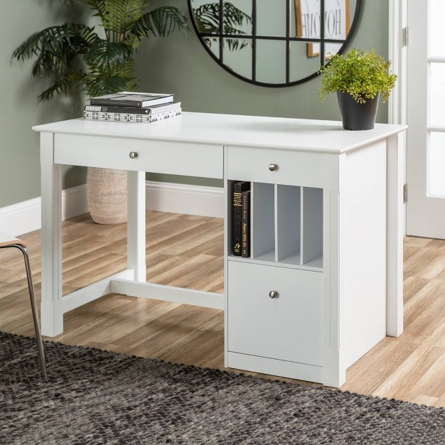 Home Office Deluxe Storage Computer Desk White Saracina Home