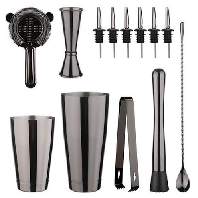 Bartender Kit Barware Set Boston Shaker Stainless Steel Bar Tool Cocktail Shaker Set Combination 5 to 13 Pieces Set Gold Gun-black Rose-gold