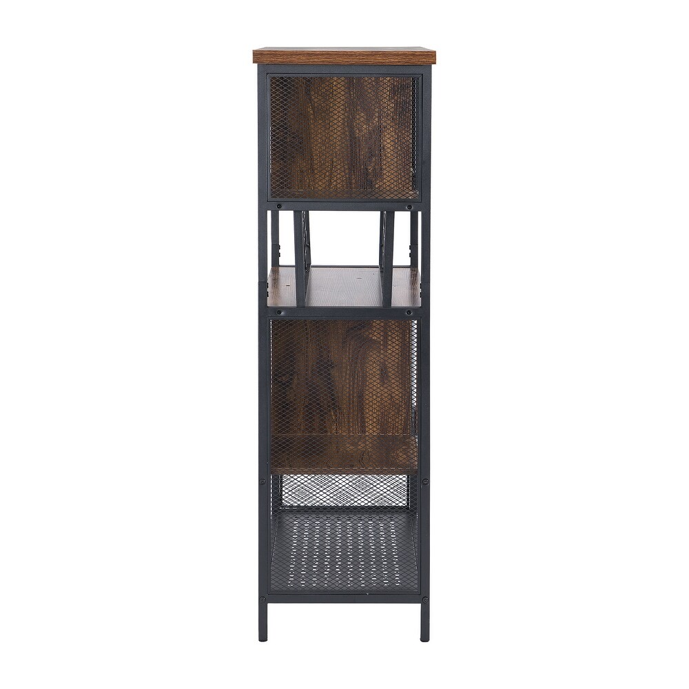 Industrial Bar Cabinet with Wine Rack   N/A