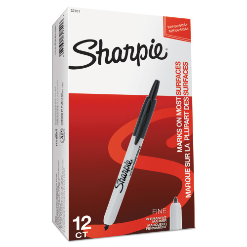 Sharpie Retractable Permanent Marker， Fine Bullet Tip， Black (32701)