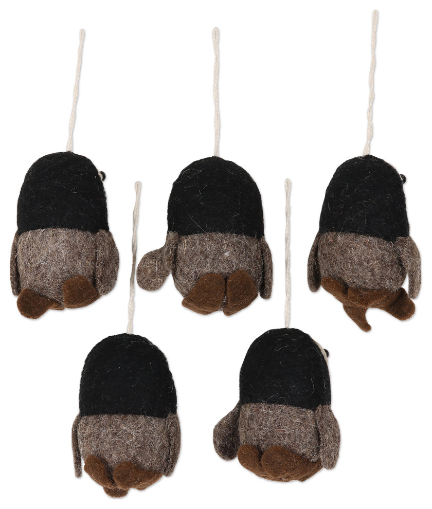 Novica Handmade Penguin Charm Wool Felt Ornaments (Set Of 5)   Christmas Ornaments   by NOVICA  Houzz