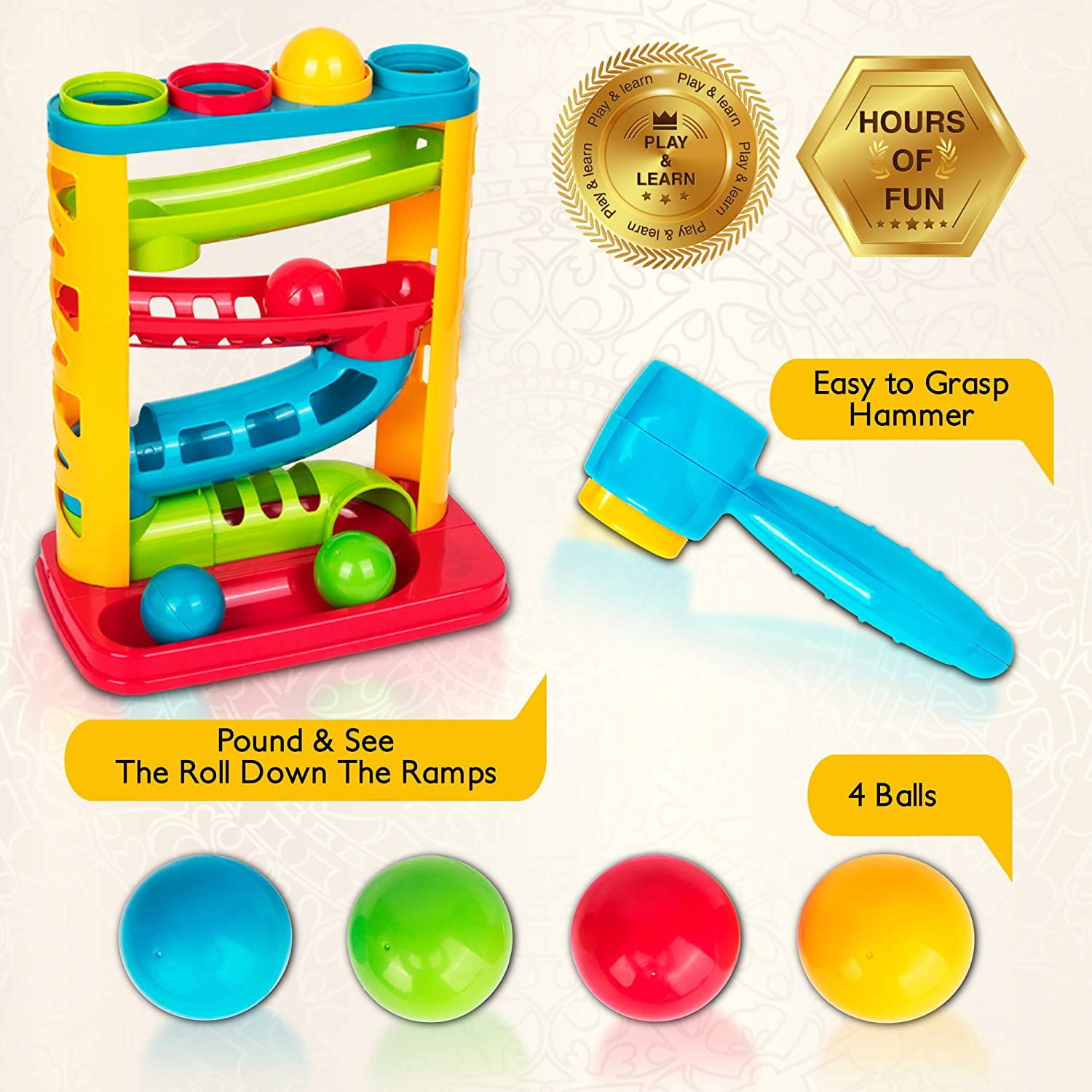 Playkidz Pound A Ball Toddler Learning Toys for Boys and Girls Educational Toy Ages 1-4