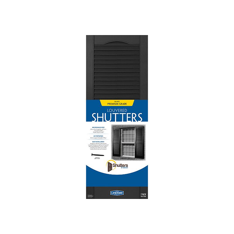 Plastic Development Group 14 x 59 Inch Exterior Vinyl Louvered Shutters， Black