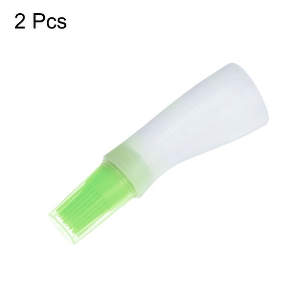 2pcs Silicone Oil Bottle Brush with Cap for Barbecue Cooking Baking， Green