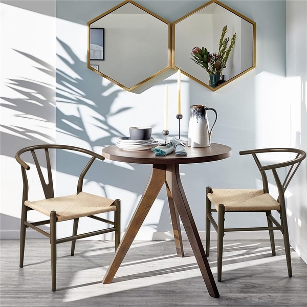 Modern Weave Y-Shaped Dining Chair with Solid Metal Frame