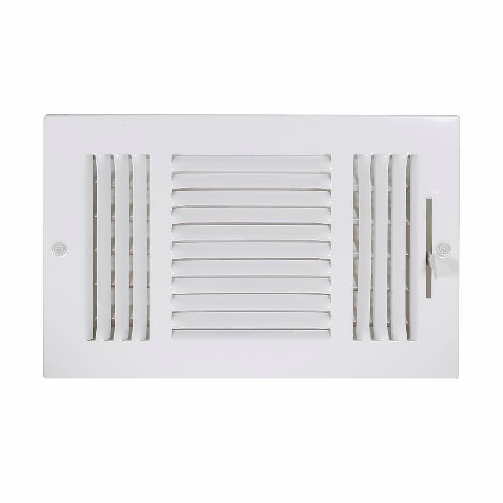 EZ-FLO 10 in. x 6 in. 3-Way Steel WallCeiling Registered White 61614