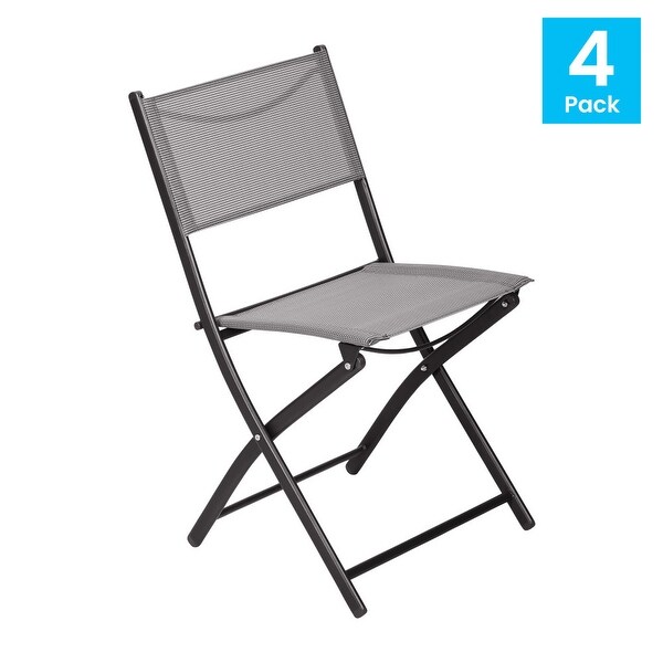 4 Pack Commercial Outdoor Flex Comfort Folding Chair with Metal Frame