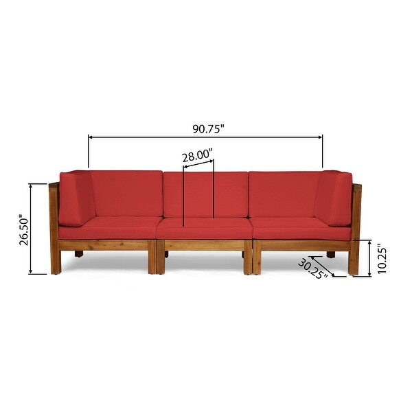 Oana Acacia Wood 3seat Sectional Sofa with Cushions by Christopher Knight Home