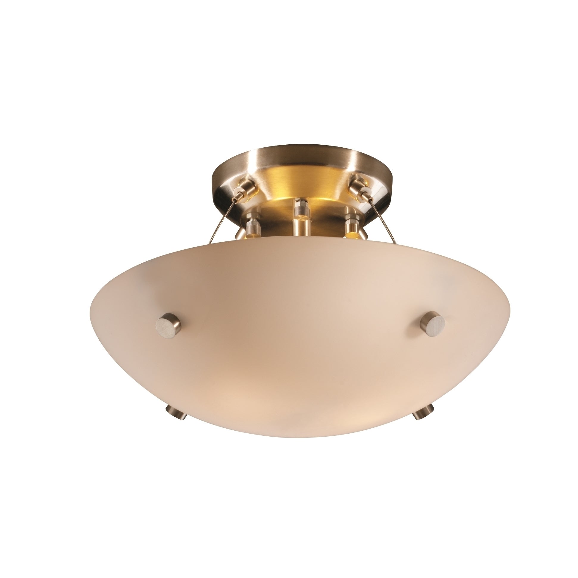 Justice Design Fusion Finials 2-light Brushed Nickel Round Bowl Semi-flush， Opal Shade