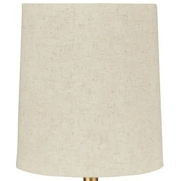 Pot Bellied Metal Table Lamp with Textured Golden Embellishment， White