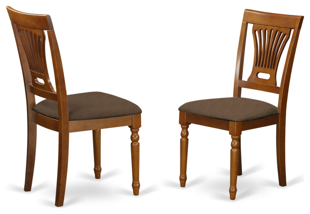 Set of 2 Plainville Chair With Cushion Seat  Saddle Brown Finish   Traditional   Dining Chairs   by Kolibri Decor  Houzz