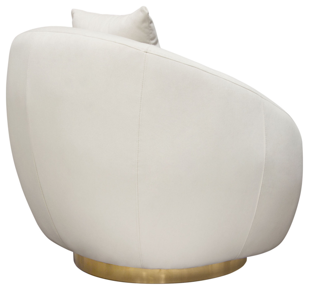 Celine Swivel Accent Chair  Light Cream Velvet With Brushed Gold Accent Band   Contemporary   Armchairs And Accent Chairs   by clickhere2shop  Houzz